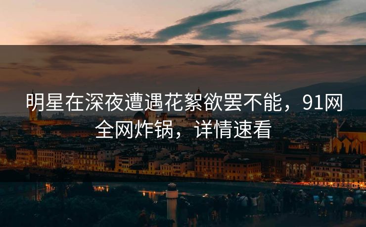 明星在深夜遭遇花絮欲罢不能，91网全网炸锅，详情速看